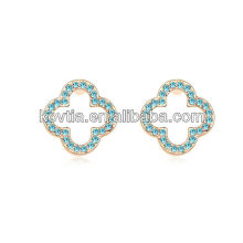 Alibaba express jewelry 18k gold plated austria crystal four leaf clover earrings